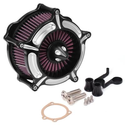 China Aluminum Billet Front Plate Motorcycle Contrast Cup Turbine Air Cleaner Intake Filter For Harley Sportster XL883 XL1200 1991-2017 for sale