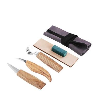 China 5pcs Non-changeable Knife With Tools Professional Wood Chisel Set Wood Spoon Carving Tools for sale