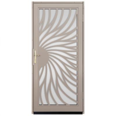 China Modern Entry Main Door Designs Double Door Aluminum Glass Open Front Doors With Grille Design for sale