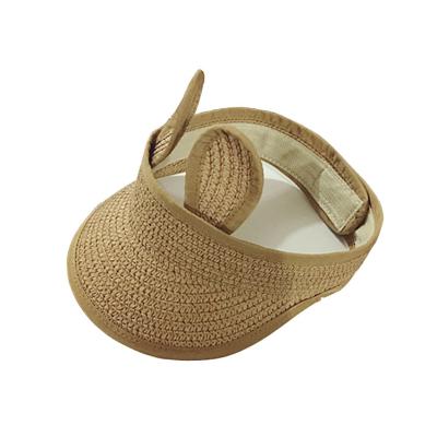 China Cute Lightweight Kid Girls Beach Children Straw Hats Sun Empty Top Kids Summer Folding Straw Hat Sun Visor Cap For Baby for sale