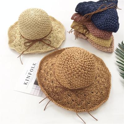 China Handmade Natural Paper Folding Straw Sun Hat by Riffia Straw Hats Sun Breathable Outdoor Image for sale