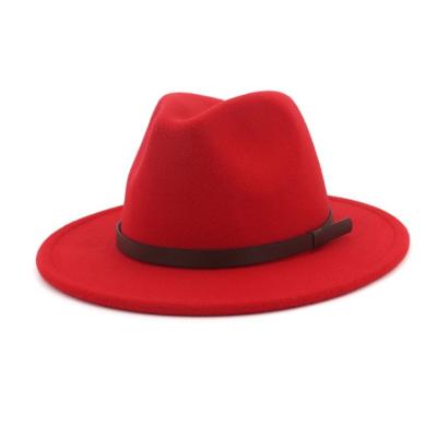 China Custom Wholesale Fashion Solid Image Wide Brim Felt Panama Fedora Hats for sale