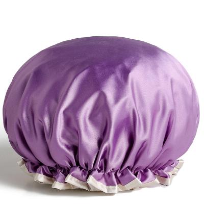 China Image Double Layer Sleep Hood Hat Shower Cap Satin Hats Multifunctional Waterproof Hoods for sale