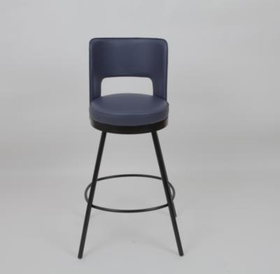 China Blue Fabric Cushion Black Metal Frame Bar Stool For Living Room Modern Luxury for sale