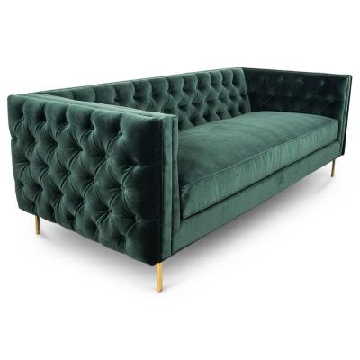 China Golden Metal Leg Button Tufted Sofa Sets For Wedding / Living Room , Black Velvet Fabric for sale