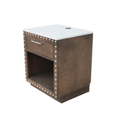 Chine Bois solide Nightstand, bois moderne Nightstand de quartz de tiroir blanc du principal 1 fait sur commande à vendre