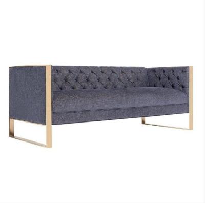 China Sofa Upholstered Wedding Rental tapizado tela con base metálica de oro en venta