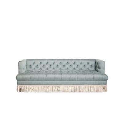 China Neue Entwurfs-Klassiker reden Sitzer Grey Velvet Fabric Sofa With modernes Tasseles des Wohnzimmer-Sofa-3 an zu verkaufen