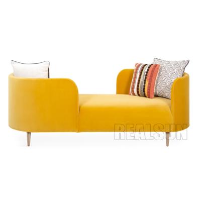 China Oslo Chaisesolid festes und gelbes Farbsamt-Gewebe Sofa Home Wood Furniture Withs zu verkaufen