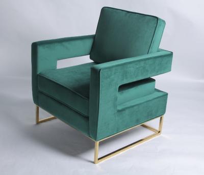 Chine Chaise occasionnelle d'or d'acier inoxydable de velours vert moderne de jambes à vendre