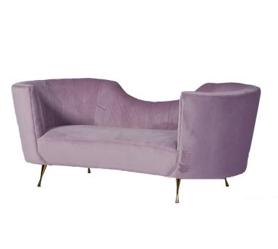 China Upholstery Unique Arc Baby Pink Curved Velvet Couch for sale