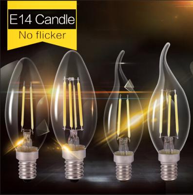 China Household Glass Candle Led Filament Bulb Home Lighting Bulb Led Candle Energy Saving Lamp Light Bombilla E14 Led E14 COB 220v 2W 4W 6w for sale