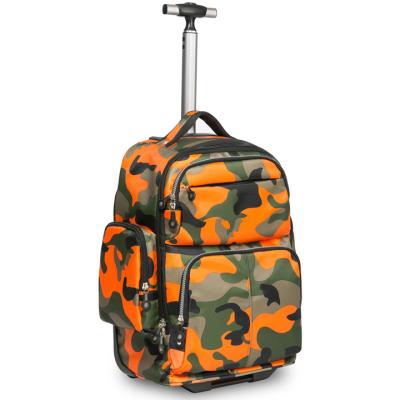 China Durable Waterproof Backpack Roller Travel Camouflage Wheeled School Books Laptop Bag For Students for sale