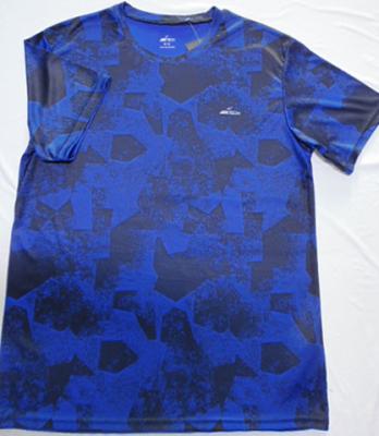 Chine T-shirt rond du cou de l'individu 140gsm des hommes sportifs de tissu imprimé autour du bleu de T-shirt de cou à vendre