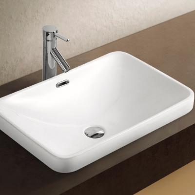 China Hot Selling Easy Clean Hot Semi Countertop Hand Wash Basin Ceramic Art Ceramic Sink for sale