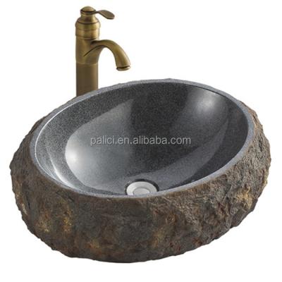 China Modern Out Door Garden Sky And Earth Rock Basin Nature Stone Basin Oval Marble Sink Lavobo Toilet for sale