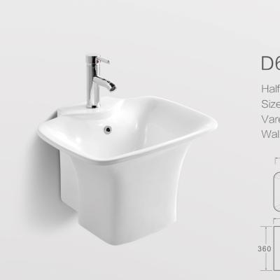 China Large Easy Sale Saudi Arabia Wash Basin Sink Lavobo Lavatory Market Wall-Hung Pedestal Wash Basin Half for sale