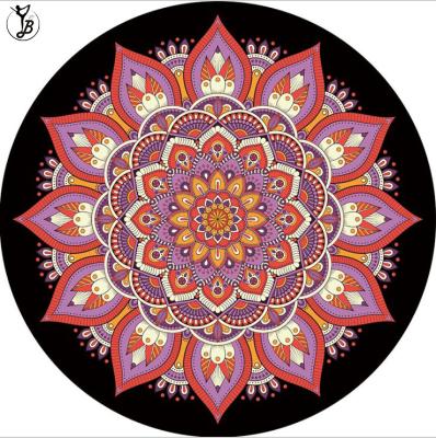 China Round Mandala Printed Yoga Mat Natural Rubber Mat Comfortable For Meditation for sale