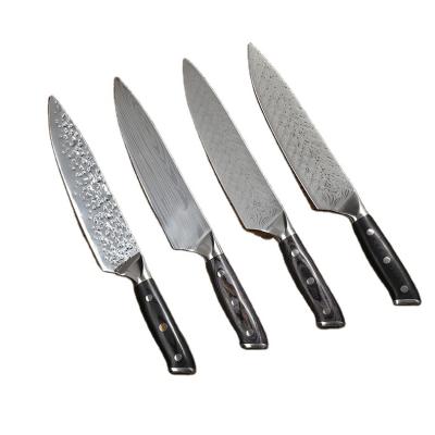 China Sustainable 4 Pcs Japanese G10 Handle Kitchen Damascus Knife Set 67 Layers Damascus Steel Carbon Steel for sale