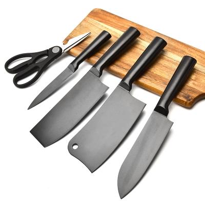 China Quality Assurance Durable Black Blade Kitchen Knife Stainless Steel Kitchen Fruit Knife Set for sale