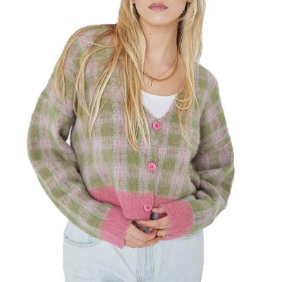 China Anti-Wrinkle Winter Y2K Streetwear Customize Knitwear Chompa Mujer Green Shorts Women Sweater Oversized Cardigan for sale