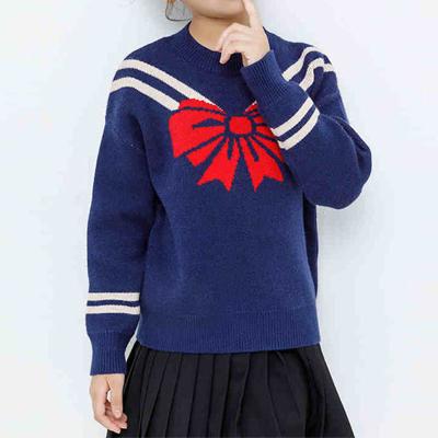 China Jacquard Hot Sale Anti-Wrinkle Knitwear Autumn Winter Custom Kids Sweater Children's Tops Children's Wear Crewneck Sweater Girls Sweater for sale