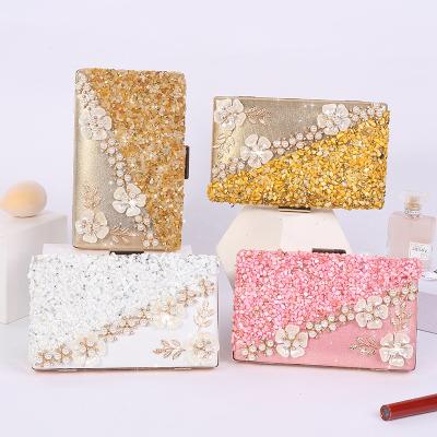 China Party wedding prom club AWAKED factory direct sale pearl luxury flower square evening clutch bag for women for sale