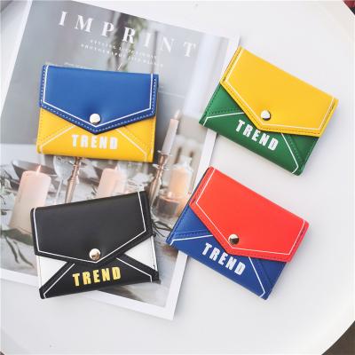 China Goods WAKED Logo Trifold Buckle Pu Envelop Custom Mini Cute Colorful Wallet For Girl for sale