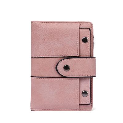 China Large Capacity WAKED Buckle Leather Bifold Women PU Rivet Short Wallet for sale