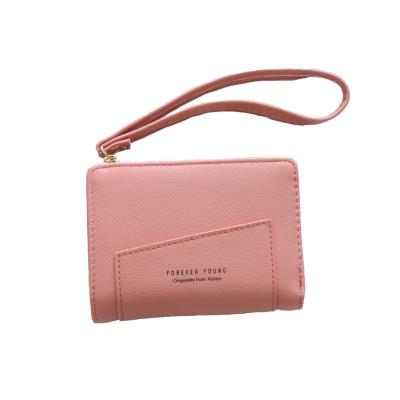 China RFID WAKED PU Wristband Zipper Short Bifold Mini Wallet For Women for sale