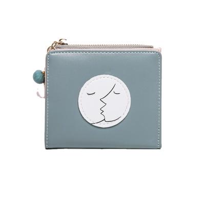 China RFID WAKED Logo Pu Snap Buckle Bifold Custom Coin Pocket Zipper Short Wallet For Women for sale