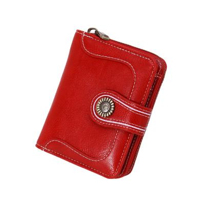 China RFID WAKED Wholesale Vintage PU Bifold Round Short Zipper Coin Pocket Purse Wallet For Women for sale