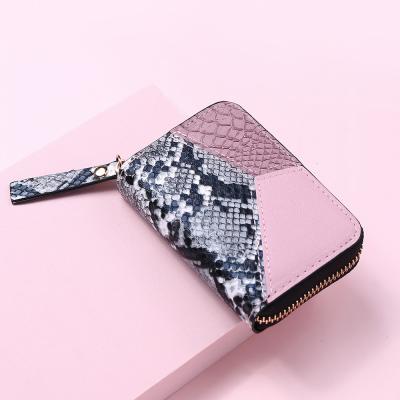 China High Quality WAKED Snakeskin Pattern Round Zipper Organ Card Holder Wallet for sale