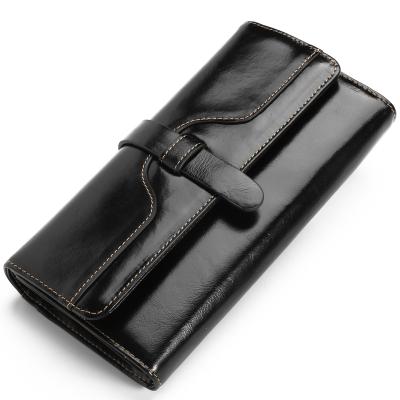 China Durable And Wear-Resistant WAKED Factory Direct Sale Long Large Capacity RFID Blocking Genuine Leather Men Wallet for sale