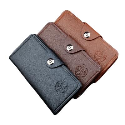 China RFID WAKED Custom Embossing PU Magnetic Loop Long Wallet For Men for sale