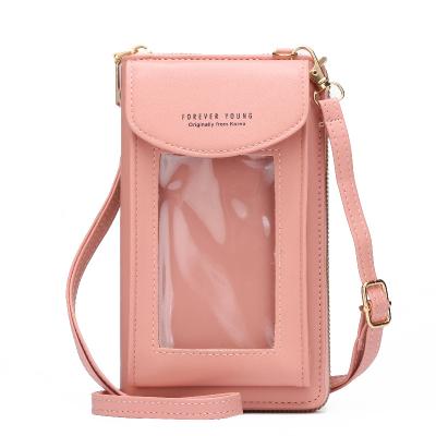 China Phone window WAKED bag wholesale cross body sling mobile phone factory custom touch screen side bag for women for sale