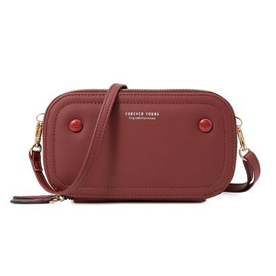 China High Quality WAKED Custom 2 Layers Horizontal Cross - Body Cell Phone Wallet For Women for sale