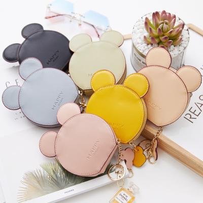 China High Quality WAKED Custom PU Round Zipper Mouse Shape Coin Key Chain Purse For Girl for sale