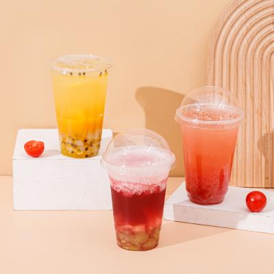 China 89-255 Eco - Friendly Disposable Plastic Cup With Lid Logo U Shape PP Customized OEM Clear Top Wall Style Packing Tea Custom Dimensions for sale