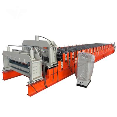 China Hydraulic Double Layer Panel Type And Roof Tile Automatic Hotels Color Steel Rolling Making Forming Machine for sale