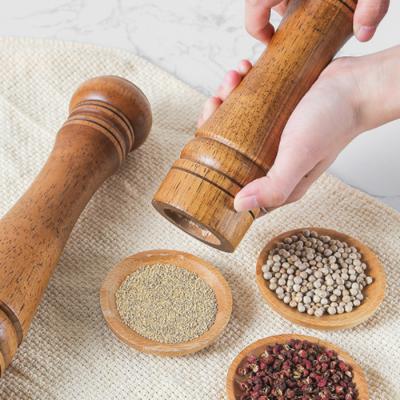 China High Quality Kitchen Tools Salt Grinder Wooden Stocked Manual Pepper Mill for sale