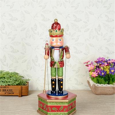 China Christmast Ornament SB58195 32CM Christmas Glittered MUSIC WOODEN Nutcracker Soldier for sale