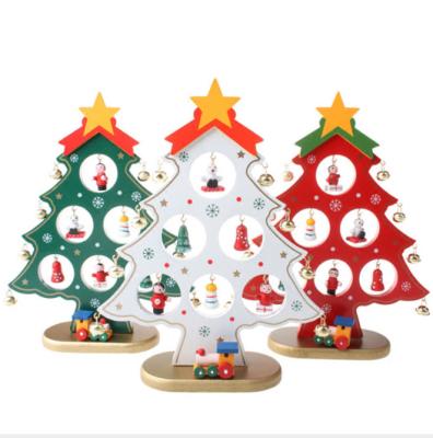 China 2019 Christmast Ornament Small Size 22cm Christmas Table Decoration Wooden Christmas Tree for sale