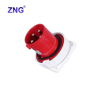 China Industrial IP67 3p+e panel mount industrial european plug 63A appliance inlet 4pin for sale