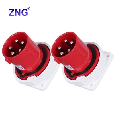 China Industrial Good Quality 63A5P 400V Panel Mount Industrial Plug IP67 3P+N+E Electrical Power Plug 63 Amps for sale