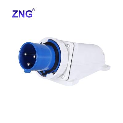 China Industrial 220-250V 63A 3 Pin Surface Mounting AC Power Industrial Plug And Socket ZNG-533 for sale