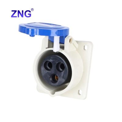 China Industrial Satisfied Quality 230V 16A 3 Pin Industrial Inclined Panel Mounted Socket Outlet IP44 for sale