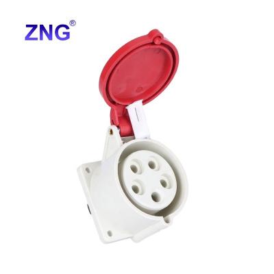 China Industrial Supplying 400V 32A5P Industrial Panel Mounted Straight Socket Conform to EU Standard for sale