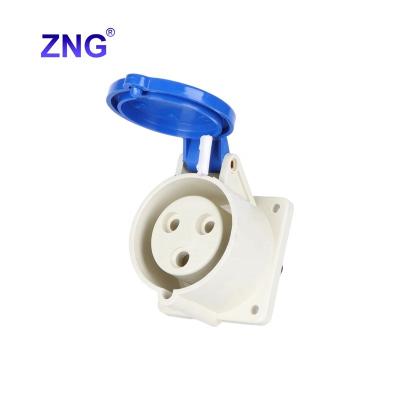 China Industrial IP44 2P+E 32A Industrial Power Socket Female Single Phase 3 Pin Fixed Socket Industrial for sale