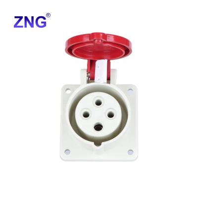 China Industrial IEC60309 16A 4 Pin Industrial Socket 380V Flush-mounted Straight Socket for sale